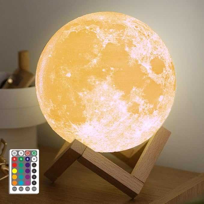 🌕 3D Moon Lamp – Rechargeable LED Night Light