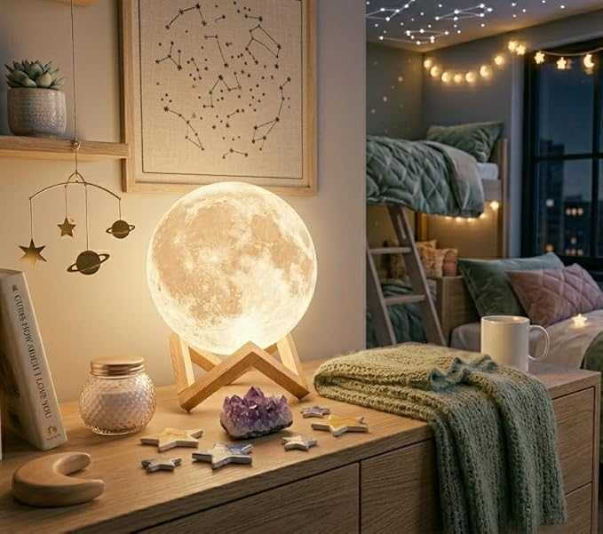 🌕 3D Moon Lamp – Rechargeable LED Night Light
